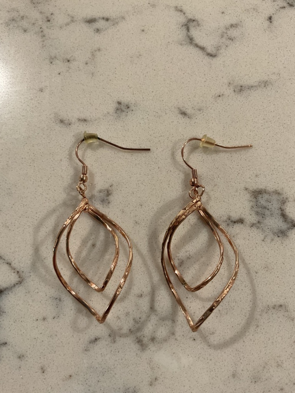 Like New Rose Gold Double Teardrop Dangle Earrings - Women Jewelry